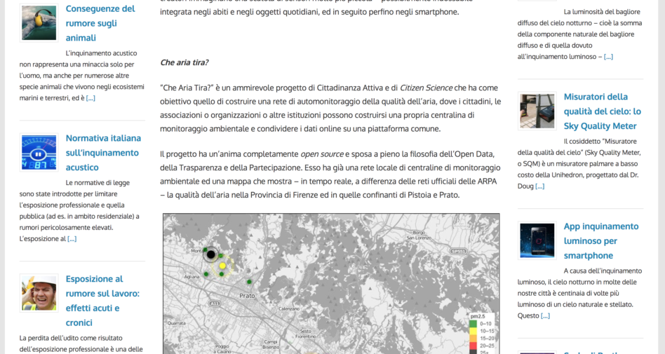 La nostra mappa collaborativa sulla qualità dell'aria su portale a tema inquinamento-italia.com