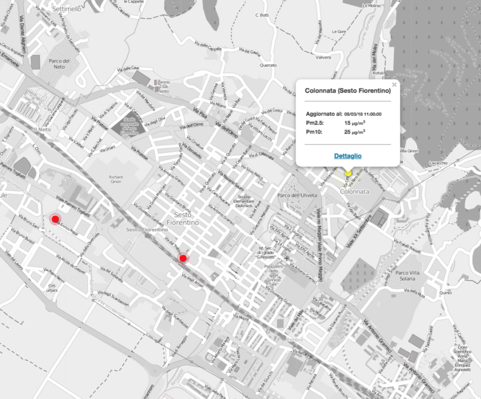 Guarda i dati online dalla centralina di monitoraggio della qualità dell'aria a Colonnata (Sesto Fiorentino)