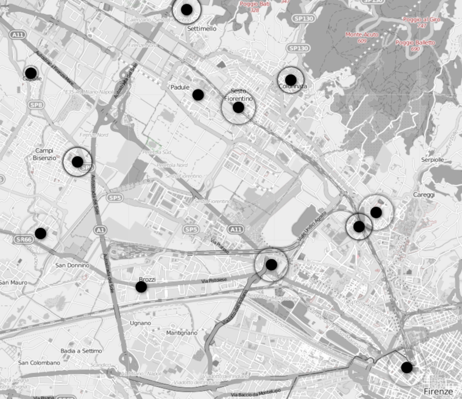 Livello di inquinamento rilevato dalle centraline di Firenze Nord il 7 Gennaio 2019